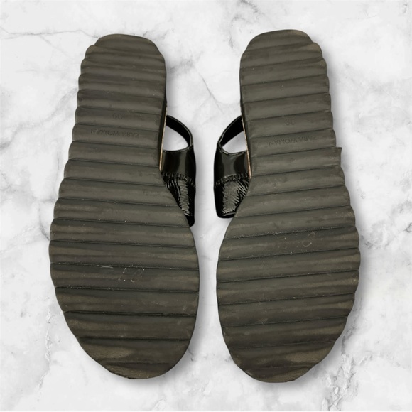 Zara Platform Sandals black tan patent leather US 8/EU 39 - Picture 4 of 7